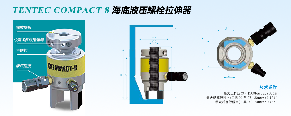 阿特拉斯TENTEC COMPACT-8海底液压螺栓拉伸器